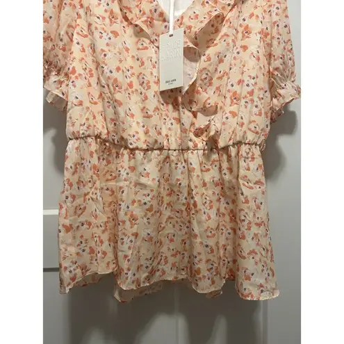 Grace Karin New Women Elegant V Neck Floral Peplum Top Short Sleeve Size Large