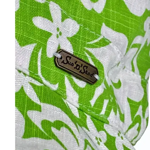 SUN N' SAND Women's Lime Green White Floral Beach Summer Pool Hat