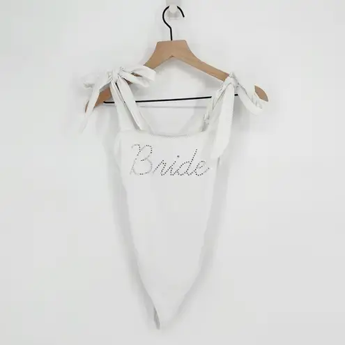 Beach Riot  Sydney Rhinestone Bride One Piece Swimsuit Tie Strap White Women's XS