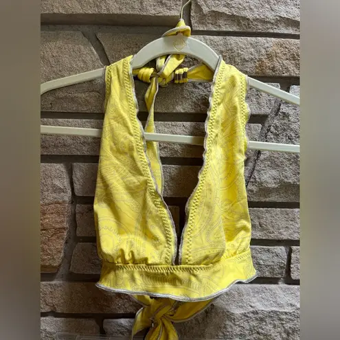 Becca Rebecca Virtue yellow paisley print halter bikini set Medium