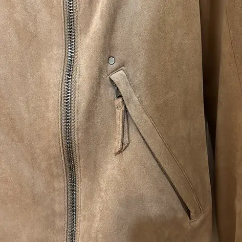 Adrienne Vittadini Tan Faux Suede Moto Jacket