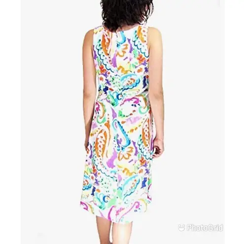 Ralph Lauren  Paisley Print Midi Dress Faux Wrap Sleeveless V-Neck Size 6 New