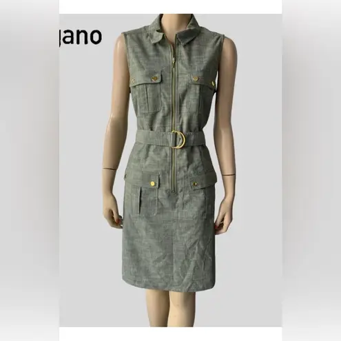 Sharagano Belted Sleeveless Full-Zip Boho Shirt Dress