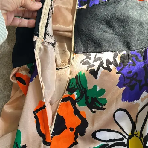 Vintage Floral Mock Neck Dress | 70s Flower Power Hippie Dress Orange