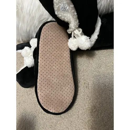 Unbranded black white boot socks mid calf side bowknot pom poms booties Size 9.5