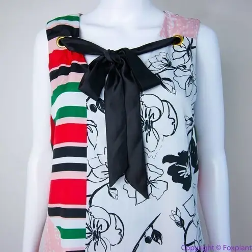 Slny NEW floral print tie neck color block sleeveless dress, 14W