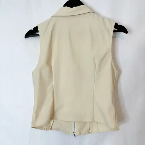 Cider NWOT Woven Collar Solid Zipper Tank Top Beige | TAGS CUT OUT SEE NOTES
