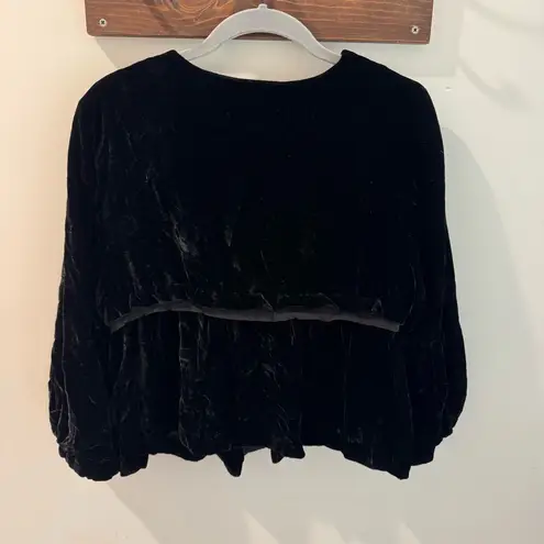 Ny Collection Petite Crushed Velvet Puff Sleeve Tie Front Cardigan PL