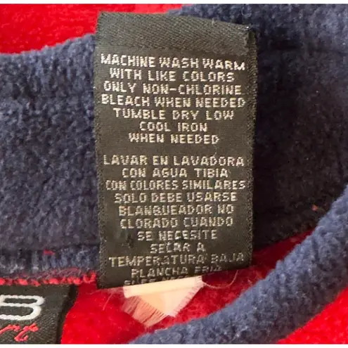 Fleece Christmas Sweatshirt Santa Snowman Embroidered Holiday Pullover Red Size L