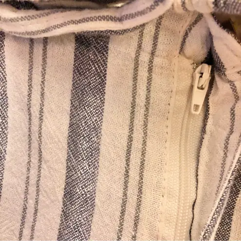 Mason & Belle Jacqueline Paperbag Linen Blend Belted Wide Leg Pants Blue white 8