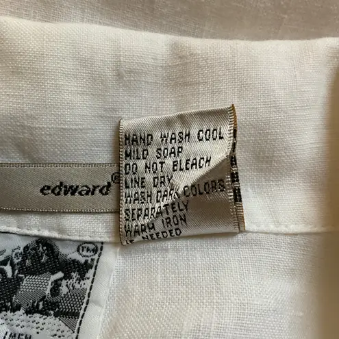 Edward Collared Long Sleeve 100% Irish Linen Casual Button Down Shirt Sz Medium White