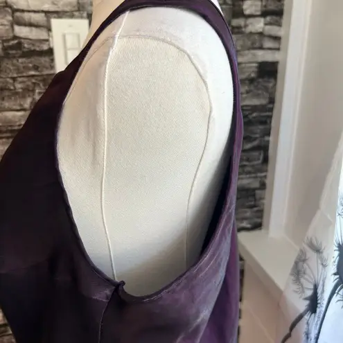 Deep Purple Satin Tank Top Plus Shimmering Casual Cami Sleeveless Blouses Size undefined