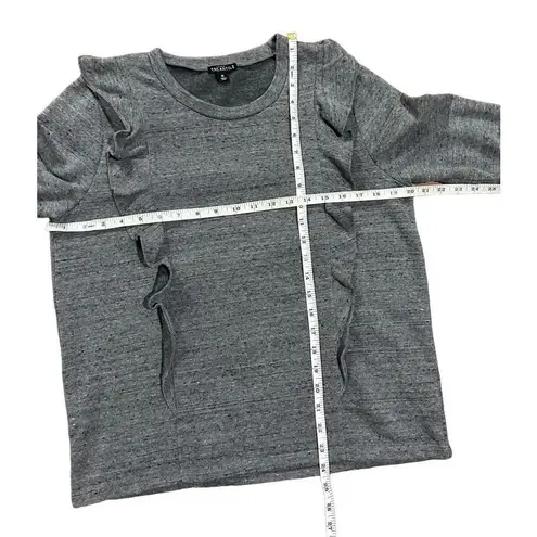 J. Crew Mercantile ruffled sweatshirt pullover grey speckled sz medium Gray
