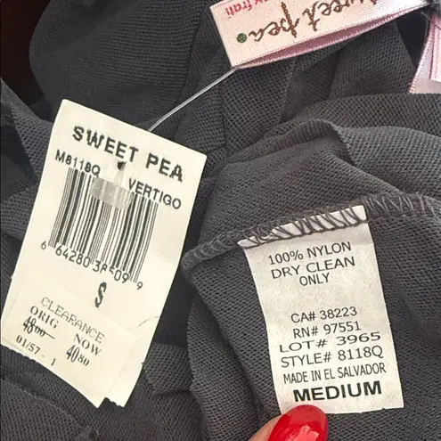 NWT Sweet Pea By Staci Frati Gray Sequin Short Sleeve Top Mesh Medium