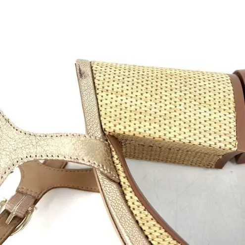 Naturalizer Women's Pandora Braided Ankle Strap Platform Heels Soft Gold Size 8