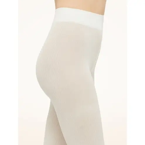 Wolford Cotton Rib Tights in Ecrue Small New Womens Nylons Pantyhose White