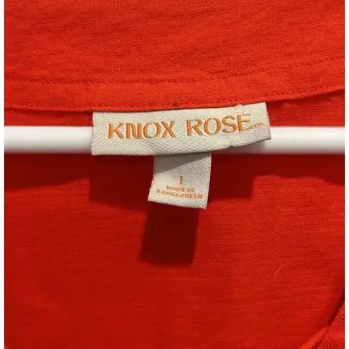 Knox Rose  Women's Orange Red‎ Short Sleeve Lace Up Top Cotton Women’s Size Large