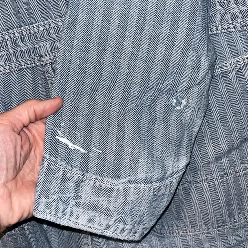 Vintage Denim coveralls vintage striped denim overalls, herringbone denim chore Blue Size XL