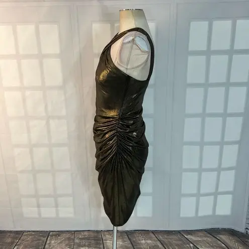 David Meister bronze gold halter cocktail party evening dress size 4