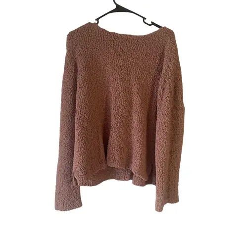 J. Jill Women's Size Medium Pink Sherpa Button Up Cardigan Sweater