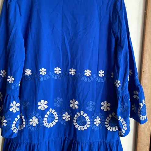 tyler boe Holly Embroidered Skimmer Mini Dress Military Blue Size M