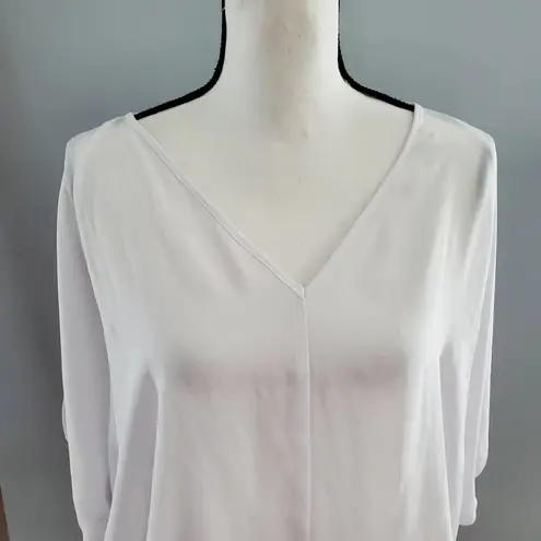 XOXO  White Angel Sleeve Sheer Flowy V-Neckline Top L