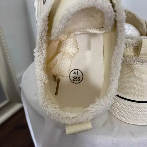 Butter Yellow Cream Distressed Canvas Platform Lace Up Sneaker 10.5 / EU 41