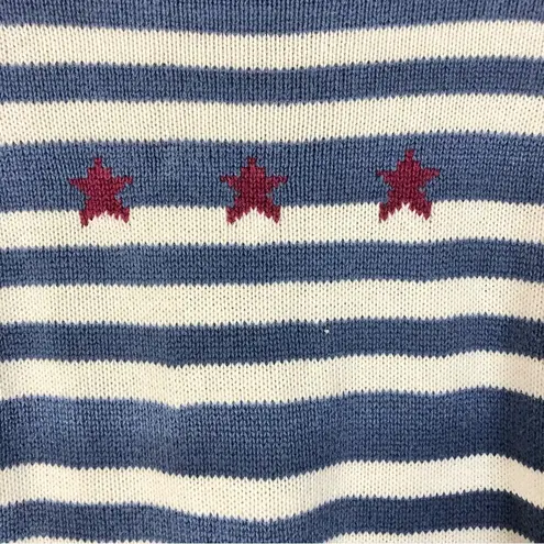 Christopher & Banks  Blue & White Stripe Star Print Crewneck Sweater S