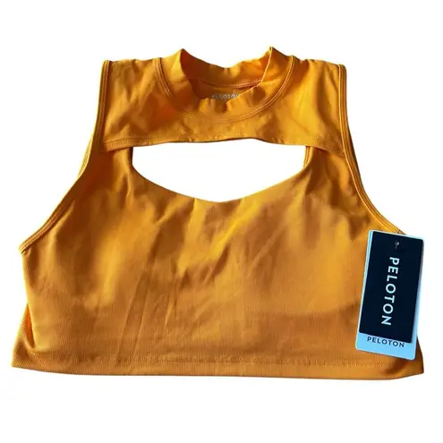 Peloton Women’s M Cadet Rib High Neck Cutout Sports Bra Bright Orange Athletic