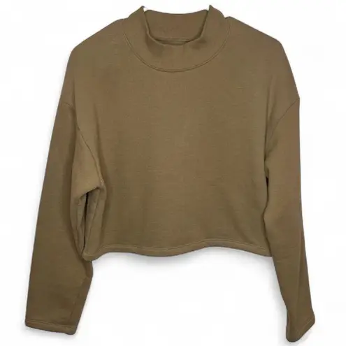 Oak +Fort Oversized Tan Cropped Minimalist Sweatshirt. Size S