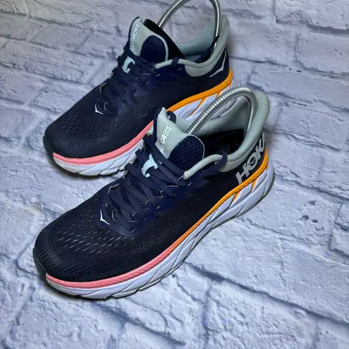 Hoka Clifton 7 Running Shoes Sneakers Womens Size 8 Blue Walking Running