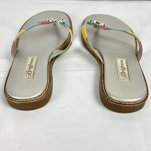 Brighton Orla Leather Sandals Size 6.5 Heart Flip Flops Thong Slip On Resort