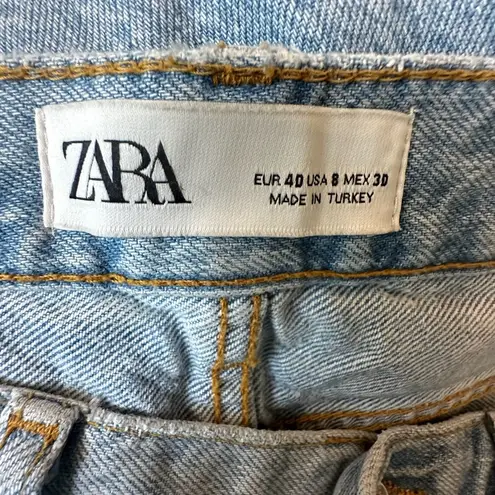 ZARA  The Cigarette in Sunrise Blue distressed frayed hem jeans Size 8