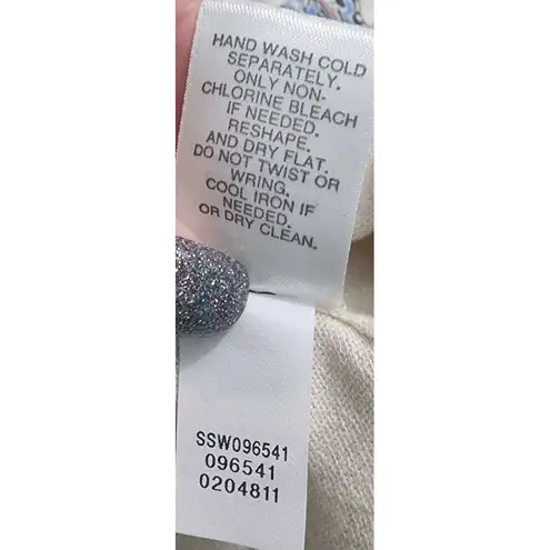 J.Jill Women's Size M Open Cardigan Sweater Beige Plunge Neck Paisley Tan Size M