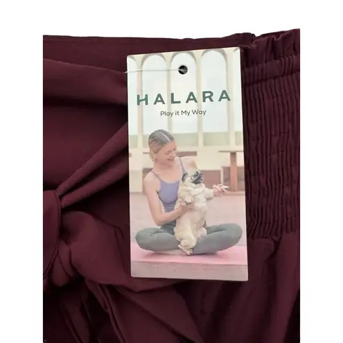 Halara Pants Small Crimson Red Breezeful High Waist Shirred Tie Wide Leg #O5-6