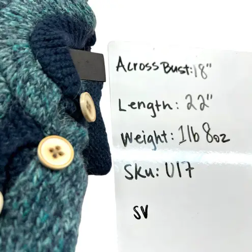 REI Hooded Button Neck Wool Blend Sweater Teal with Contrast Blue Size Small thumbnail 10