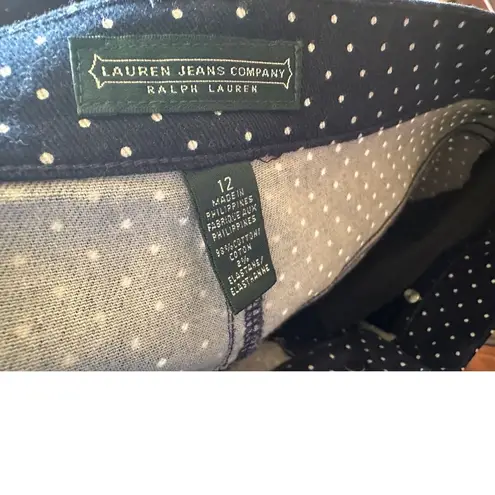 Lauren jeansco Navy Blue Polka Dot Pencil Skirt Classic Vintage Style KneeLength Size 12