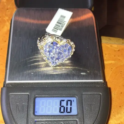 Genuine Tanzanite Sterling Silver Heart Ring Size 7