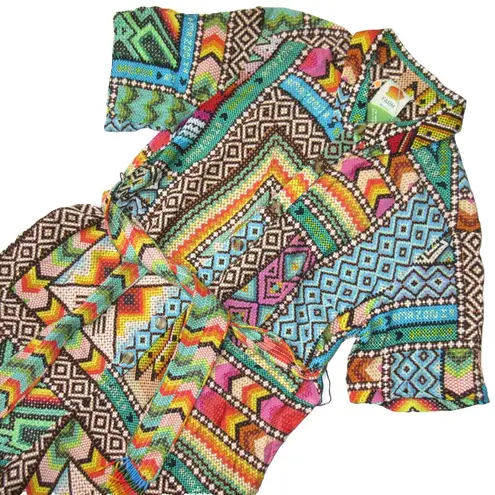 Farm Rio NWT Banana Scarves Jumpsuit Tropical Print Soft Fluid Belted 1-Piece M