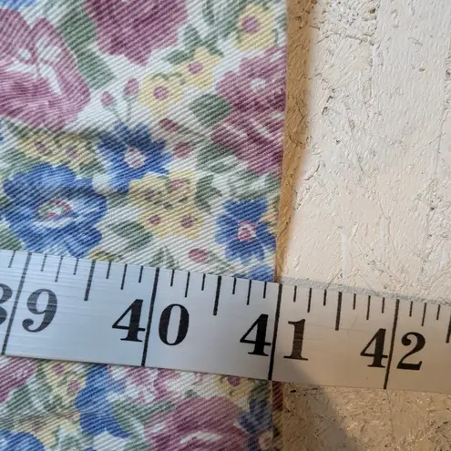 VTG Floral Cotton Pant Suit Set Button Up Top & Pants – Women's M Yellow Size M - Image 3