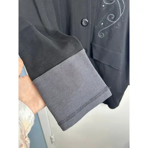 Vincente Jacket XL Black Color Block Embroidered Whimsigoth Stevie Nicks Vamp