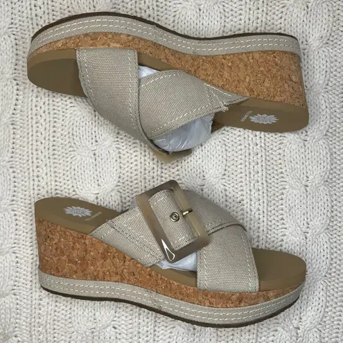 Yellow Box Adaline Platform Wedge Sandals in Taupe