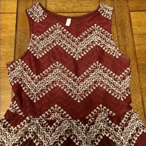 Xhilaration Xhileration Red White Soft Zig Zag Dress Size Large