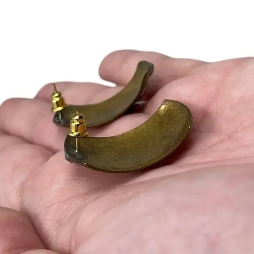 Vintage Unsigned Gold Tone Silver Tone Post Earrings Classic Retro Modernist