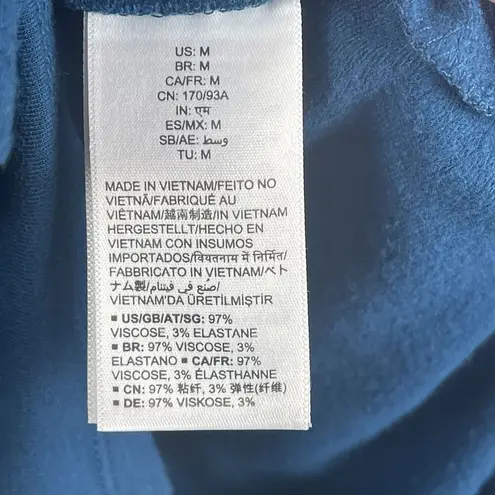 Daily Rituals Womens Romper Shortalls Medium Blue Stretchy Drawstring Loungewear