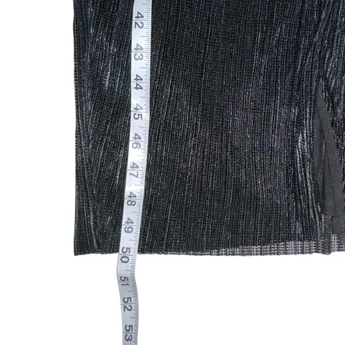 Saylor Alora One Shoulder Plisse Metallic Black Midi Dress SMALL