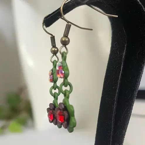 Bohemian Garden Floral Ornate Necklace with Earrings Set Pink