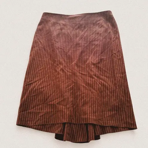BCBG y2k 2000s pin striped pencil flare midi skirt size 6 Brown