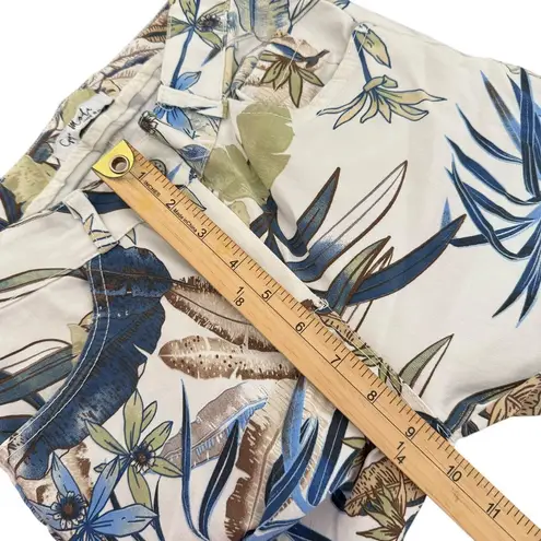 Gigi Moda Tropical Print Floral Palm Leaf White Pants Made in Italy Size S