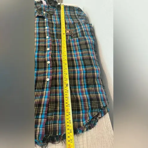 Savage X Fenty TIED UP TARTAN PJ RAW HEM SLEEP SHIRT Streetwear Comfy Medium